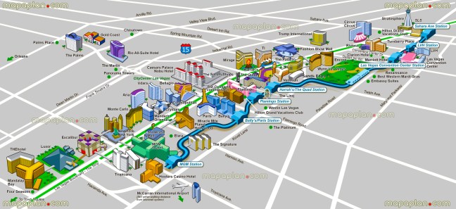 Las Vegas top tourist attractions printable city street map